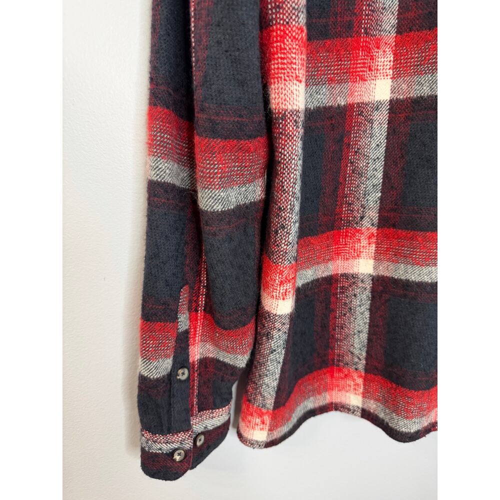 John Varvatos Farron Wool Flannel Plaid Button-Up Long-Sleeve Shirt Sz M - Picture 8 of 12